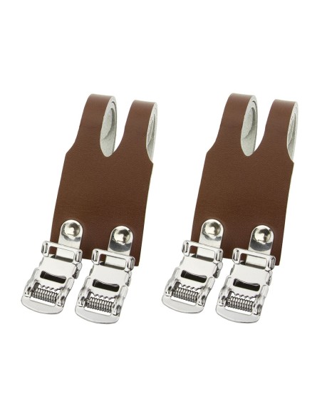 Leather Double Toe Straps Brown.